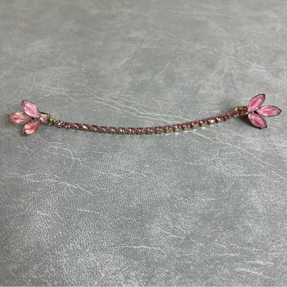 Vintage 50s Pink Crystal Cardigan Sweater Clip/Guard